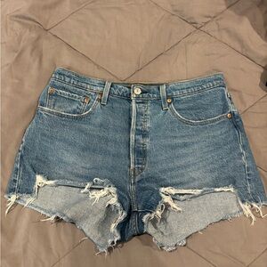 Levi’s  501 Blue Distressed Jean Shorts
